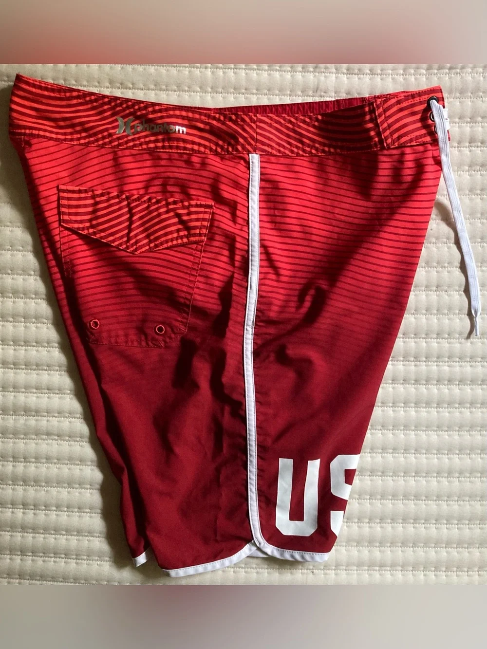 Hurley Phantom USA Olympic Board Shorts Men’s 32 Red 7” Unlined Surf Swim Beach
